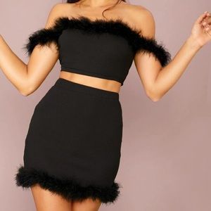 Black Crop Top and Skirt Set